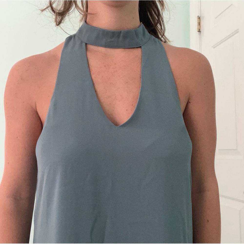 Slate blue cut out dress